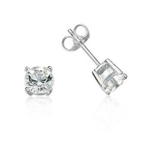 NWT Renaissance Collection 14k White Gold Plated CZ Stud Earrings Over Sterling